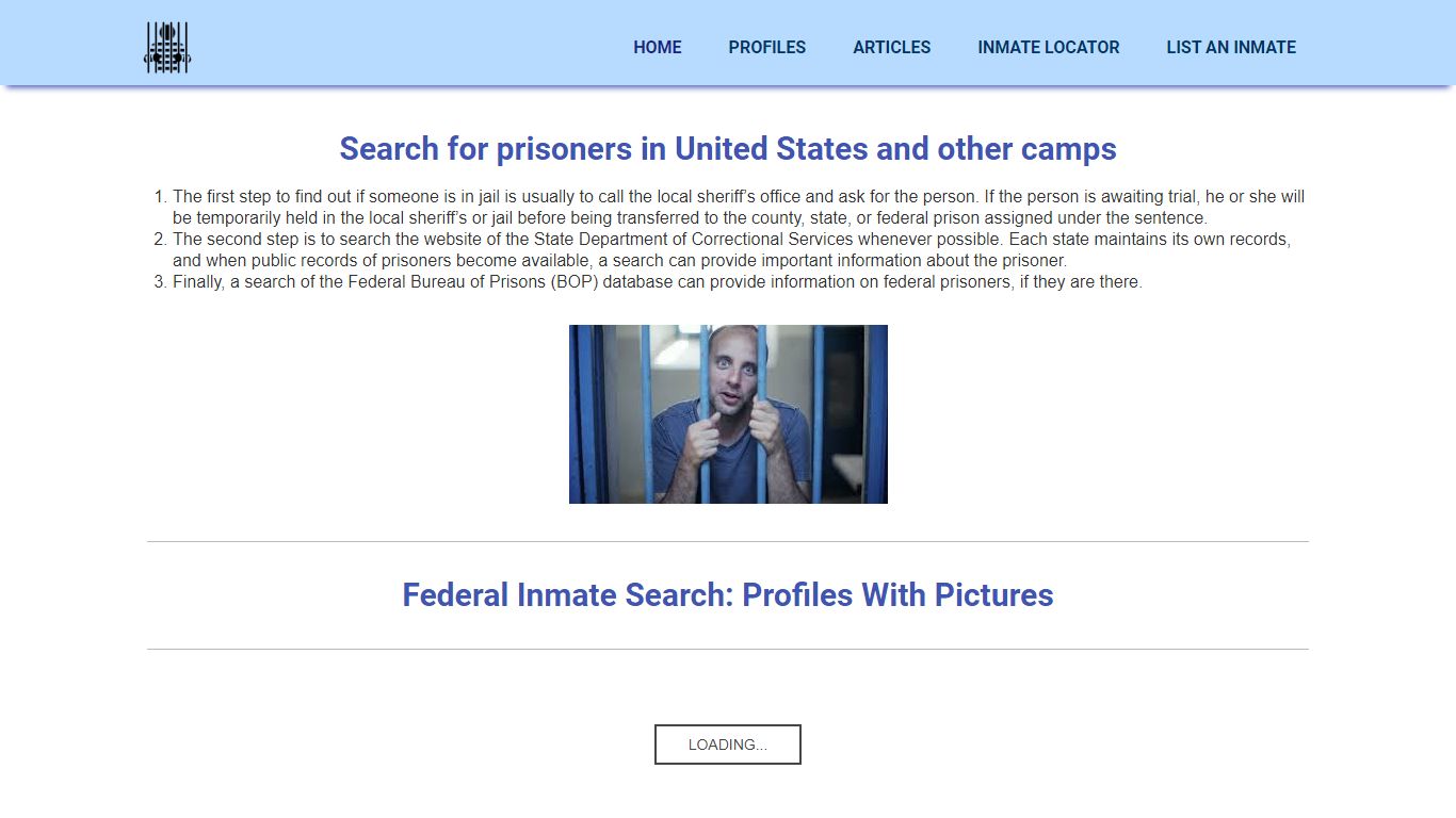 Inmate Search USA : Free Nationwide Inmate Locator With Pictures