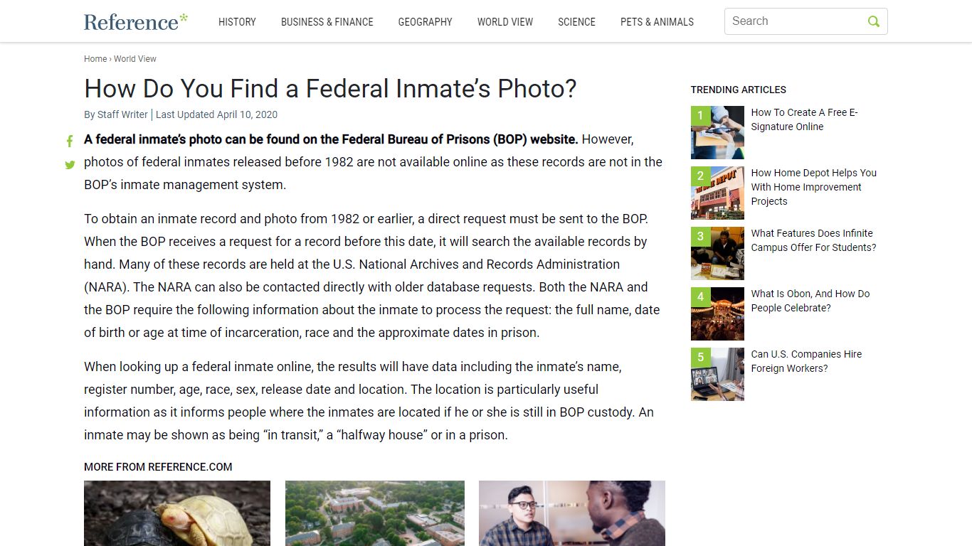 How Do You Find a Federal Inmate's Photo? - Reference.com