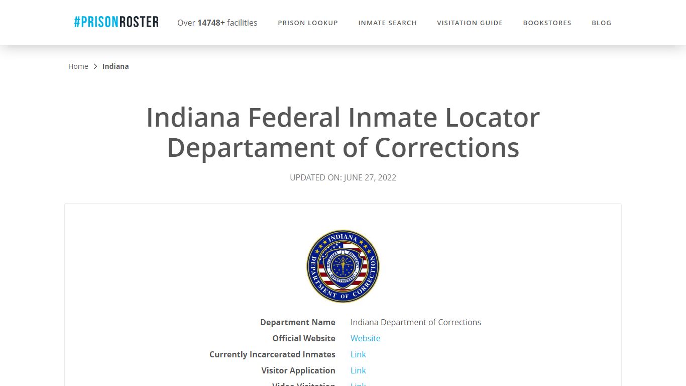 Indiana Federal Inmate Search - Prisonroster